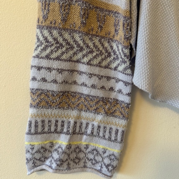 Free People Periwinkle Combo Fair Isle Thermal Long Sleeve T-Shirt | Side Medium - Picture 5 of 11